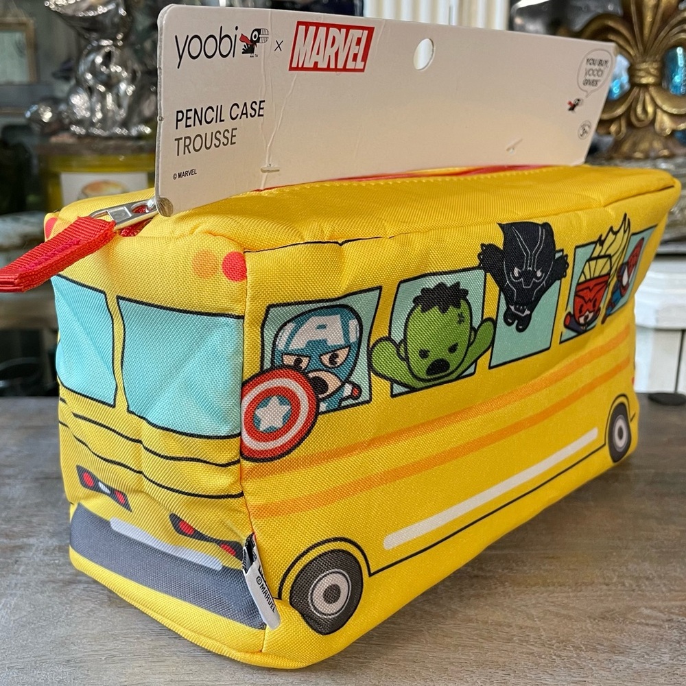 Yoobi Marvel Avengers Pencil Case Yellow nwt